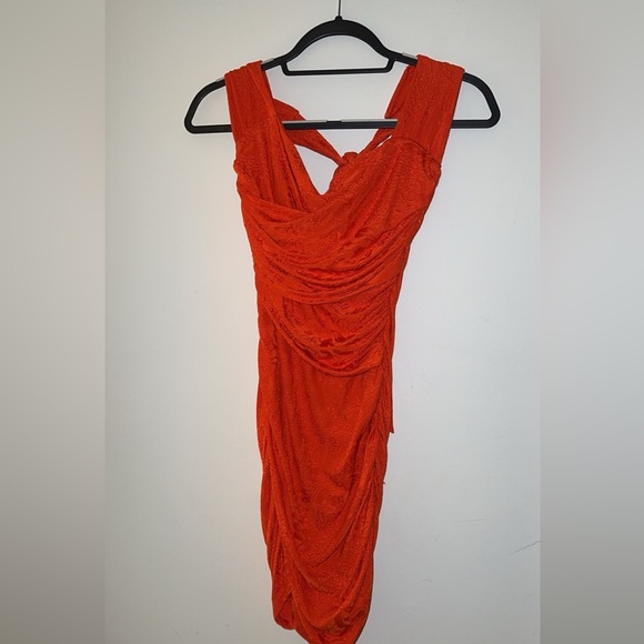 Zara Orange Rushed Dress - Picture 4 of 6